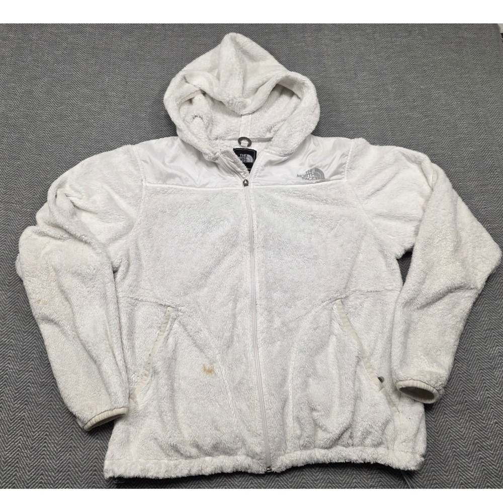 The North Face Womens Osito Hooded Fleece Jacket White‎ Full Zip Large L
